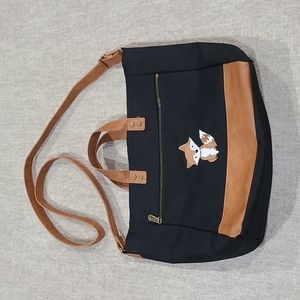 Black and Tan Women's Bag with Fox Design